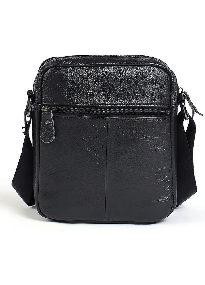 Сумка чоловіча через плече шкіряна зерниста 14704 Чорна Vintage (302007991)