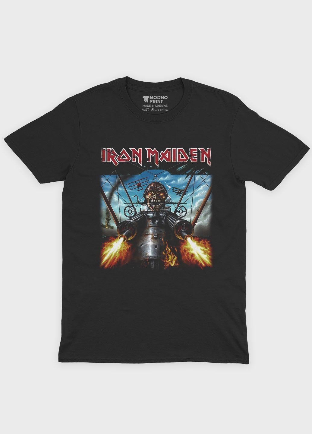 Чорна чоловіча футболка odno з рок принтом "iron maiden" m (ts001-1-bl-004-2-129) Modno