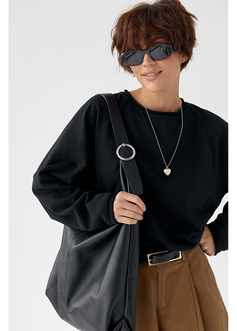 Жіночий лонгслів вільного крою з рукавами-реглан Lurex (371334057)