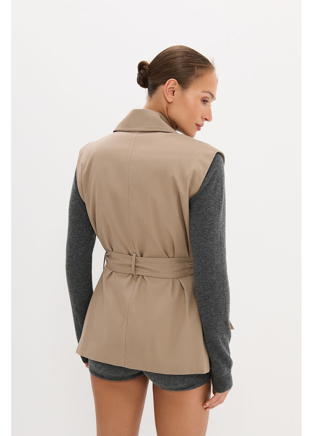 Бежевое демисезонное Тренч-трансформер короткий M-L Бежевый 855 Papaya