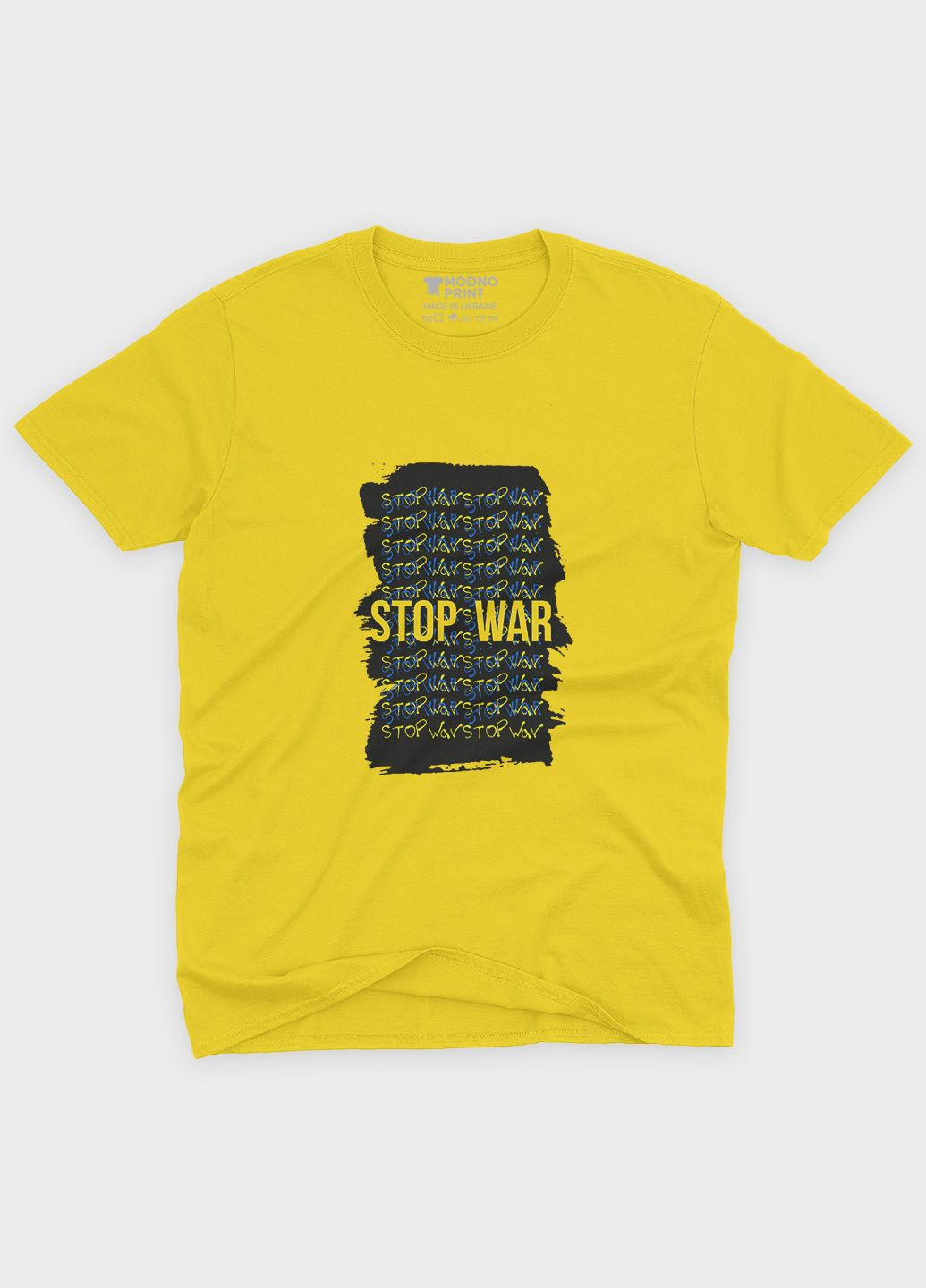 Жовта чоловіча футболка з патріотичним принтом top war s (ts001-5-sun-005-1-118) Modno