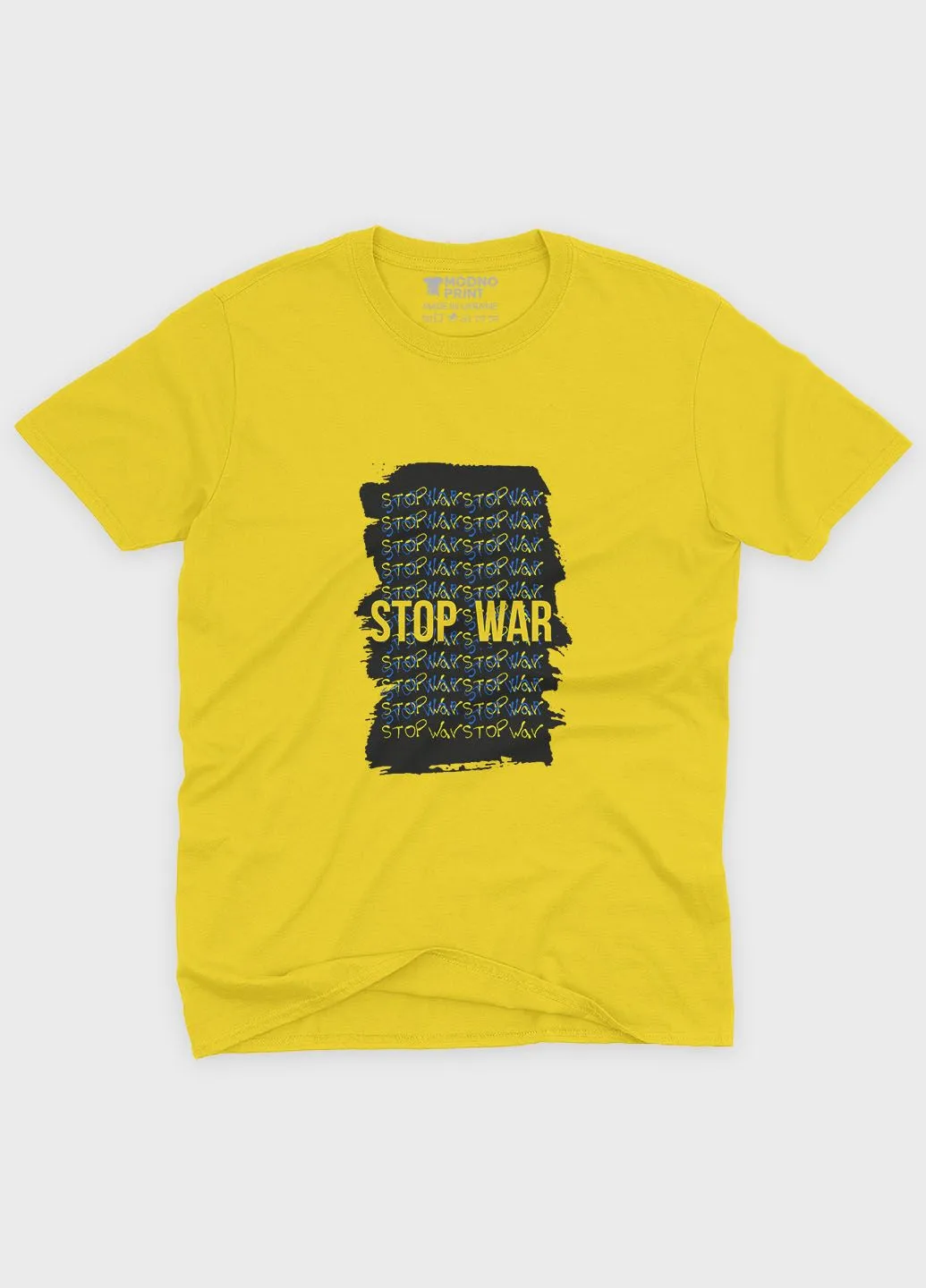 Жовта демісезонна футболка для хлопчика з патріотичним принтом stop war (ts001-5-sun-005-1-118-b) Modno