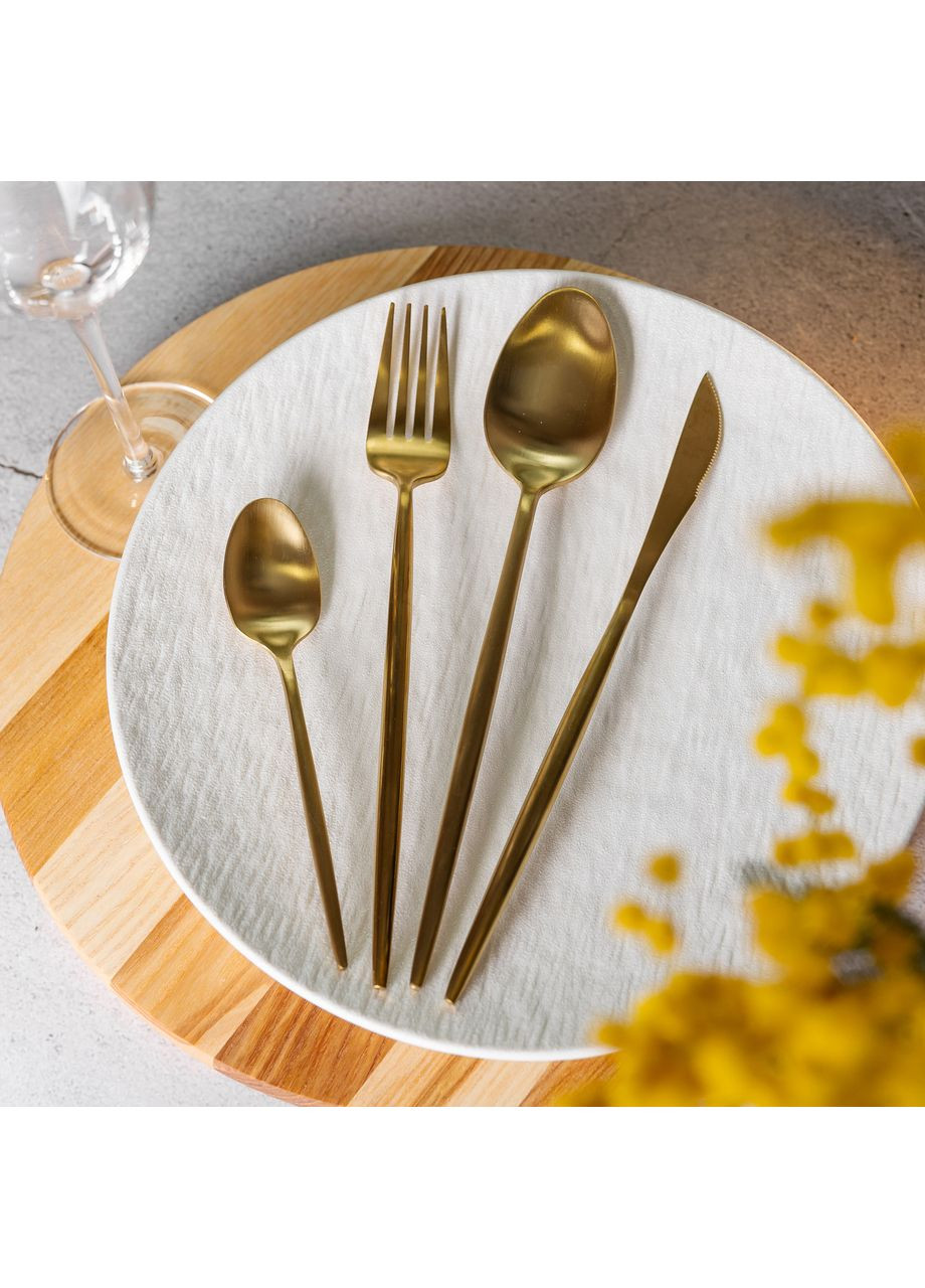 Набір столових приладів на 6 персон, 24 предмети столовий набір приладів Матове Золото Yiwu (360454728)