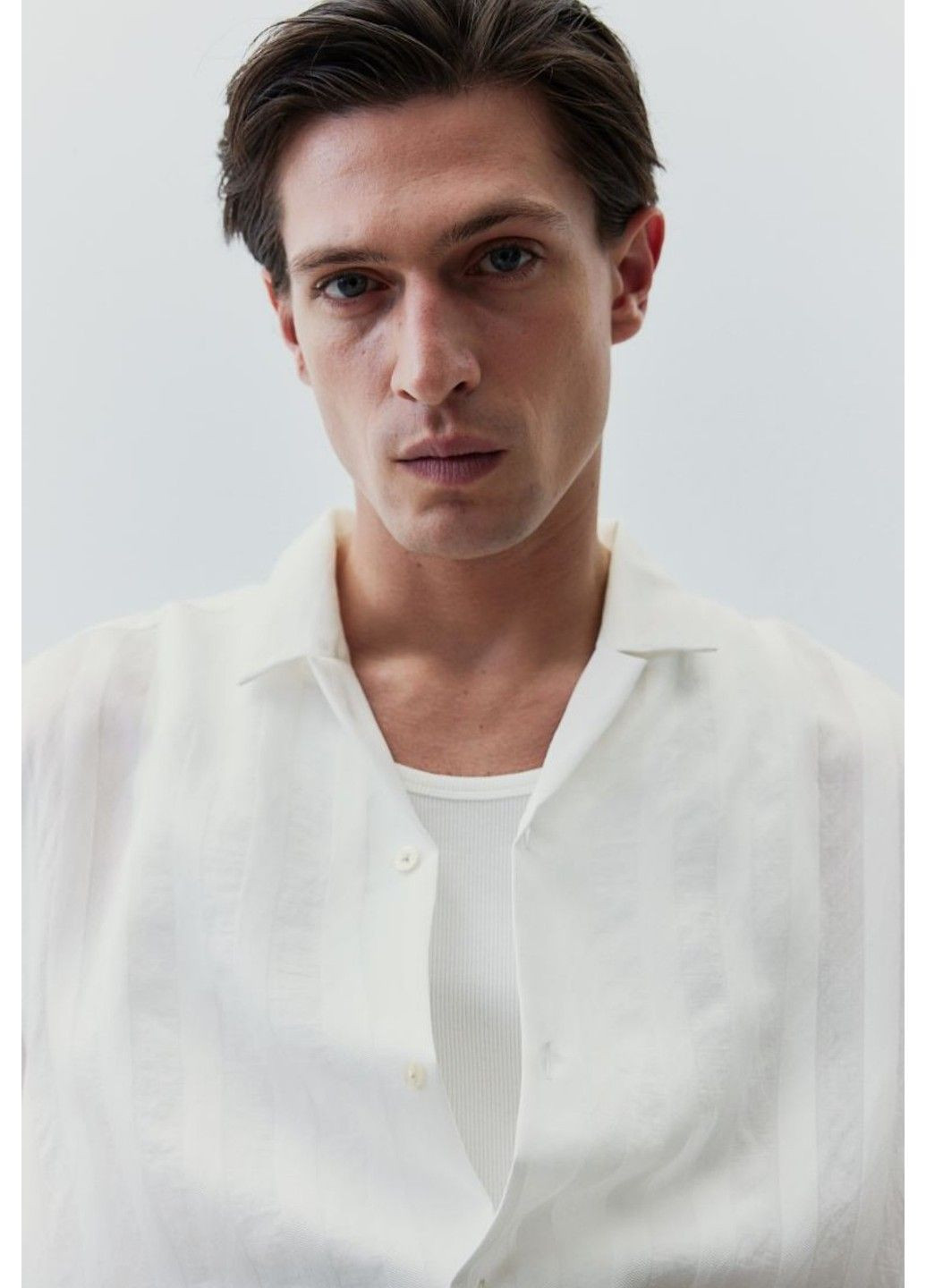 Чоловіча сорочка Regular Fit зі структурованої тканини (57452) M Біла H&M (297157168)