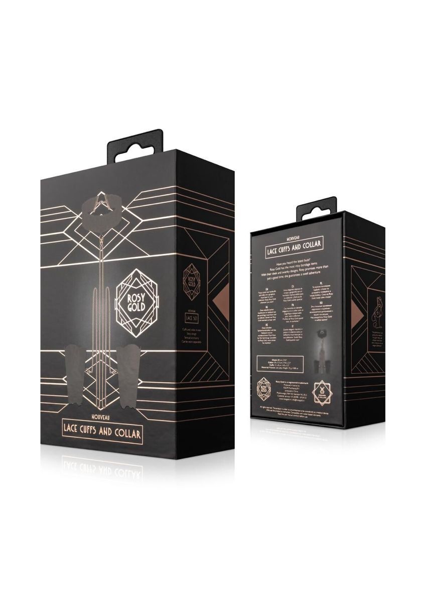 Мереживні наручники та комір - Lace Cuffs and Collar - Black Rosy Gold (369945749)