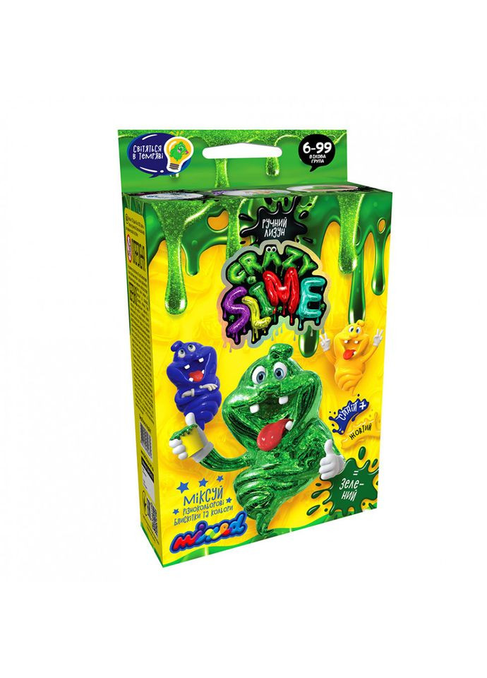Дитячий набір для створення лизуна "Crazy Slime" SLM-02, 4 види Зелений Danko Toys (305314684)