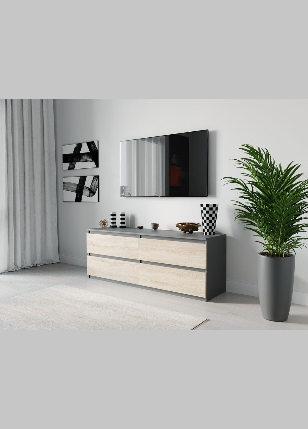 ТВ тумба ST223 Ш1400/В530/Г400 Антрацит-Дуб сонома MORELI (313859704)