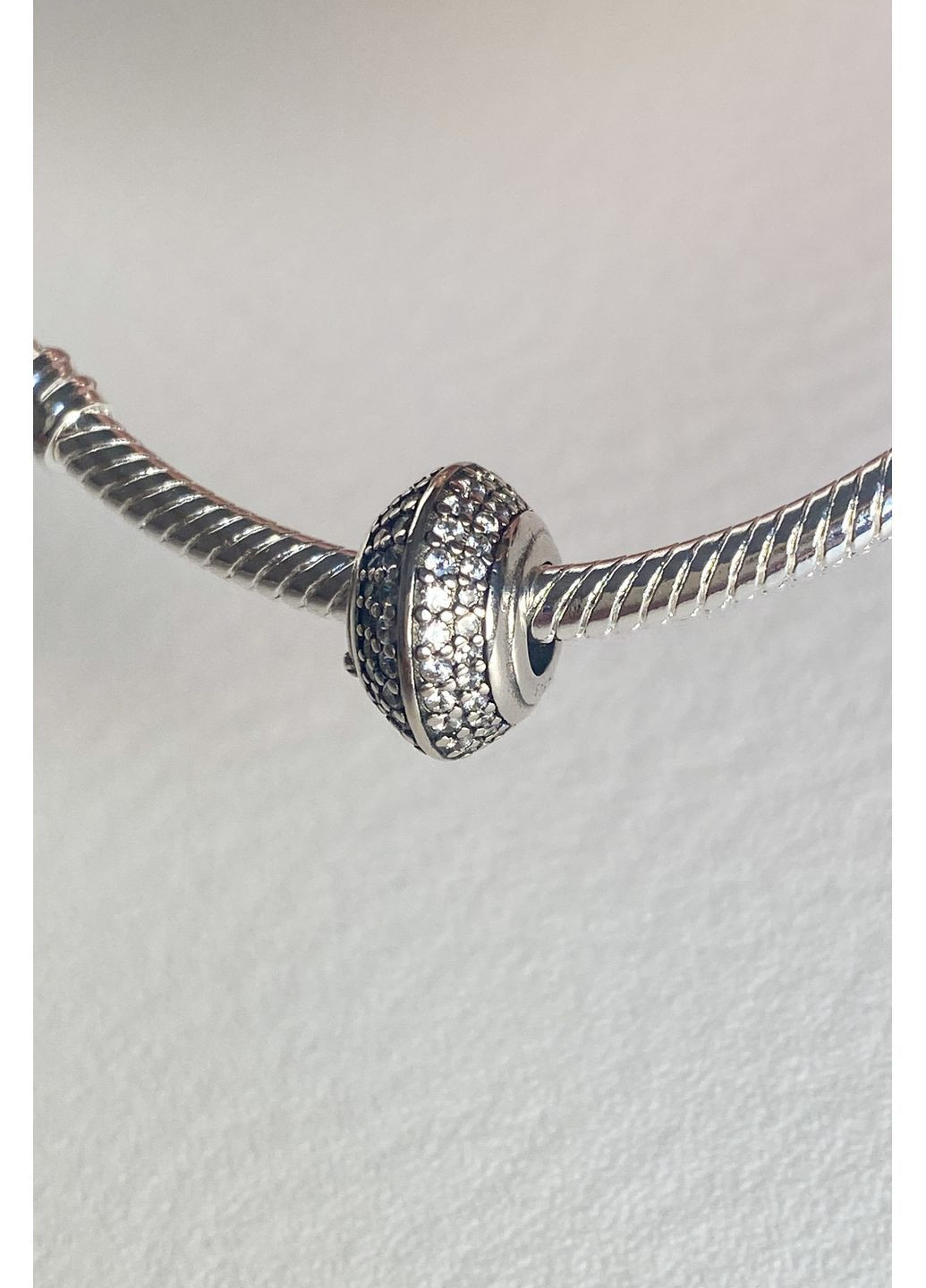 Шарм для браслета бусина диск цирконий серебро 925 CHICLY (367583694)