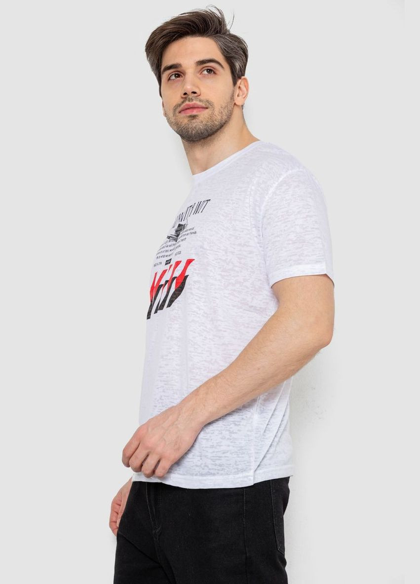 Біла футболка чоловіча з принтом,, 244r6020 Andi