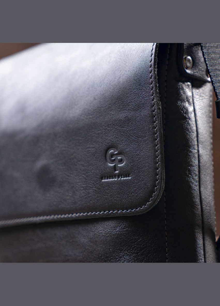 Кожаная сумка кросс боди мужская мессенджер через плечо черная 11333 Grande Pelle (329195830)