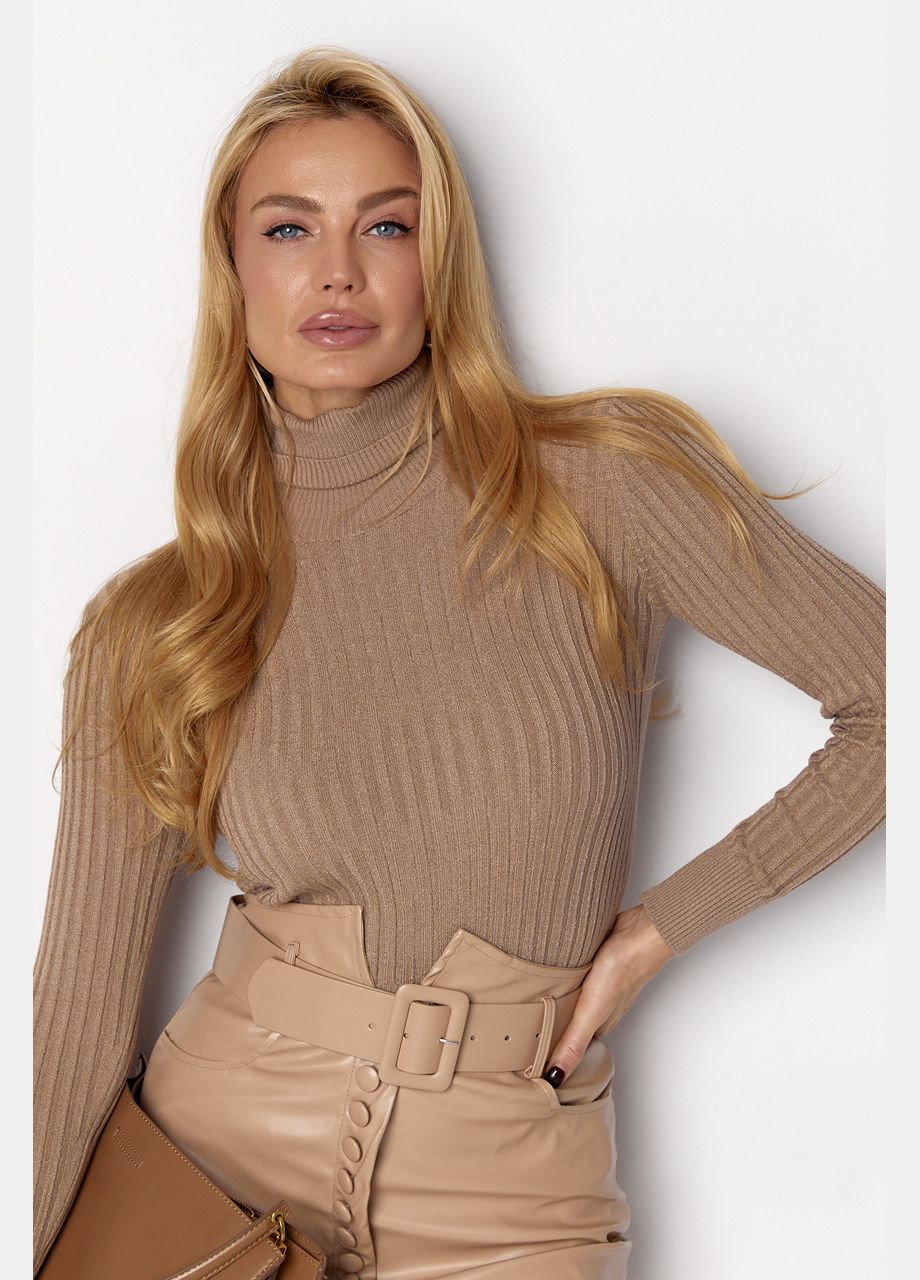 Жіноча в'язана водолазка в рубчик Lurex (308725379)