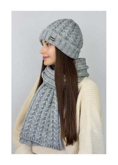 Женский комплект, шапка, шарф "Нордика", объемный узор Braxton (370279037)