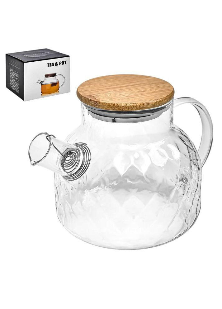 Заварник-графін "Fusion" 1.0 л з пружиною-ситом та бамбуковою кришкою R92189 Stenson (328923992)