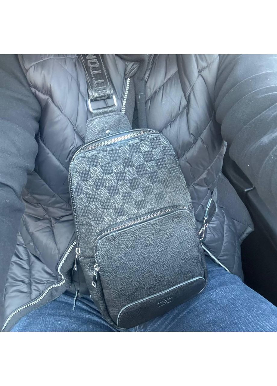 Чоловічі шкіряні сумки бананка з тисненням чорна ProDobro (363259809)