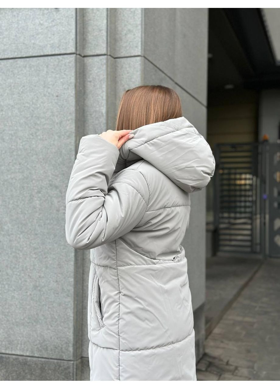 Сіра зимня подовжена сіра куртка-пальто No Brand Куртка жіноча зимова