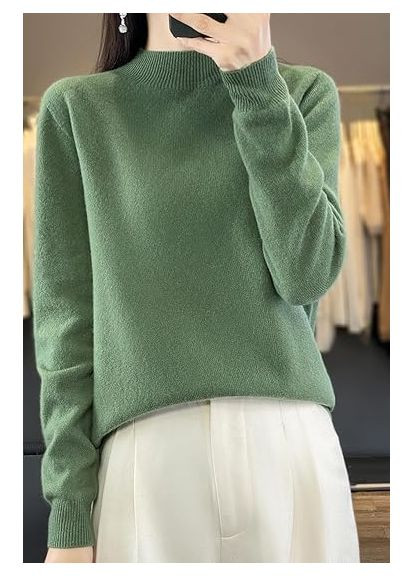 Зелений демісезонний елегантний джемпер з коміром-стійкою та асеметричним низом джемпер up2fashion