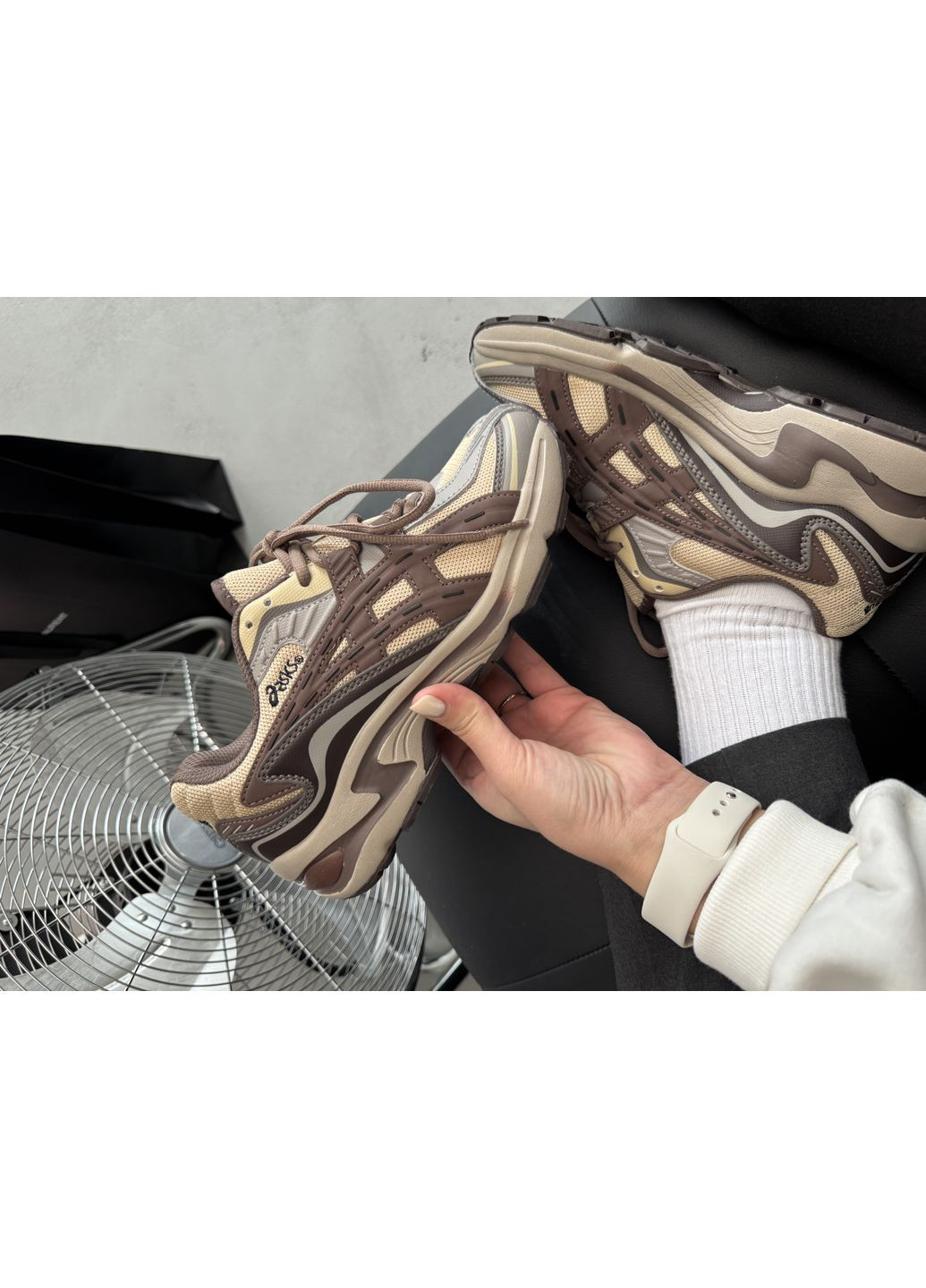 Серые демисезонные кроссовки мужские asics gel-preleus beige / brown / grey асикс гель No Brand