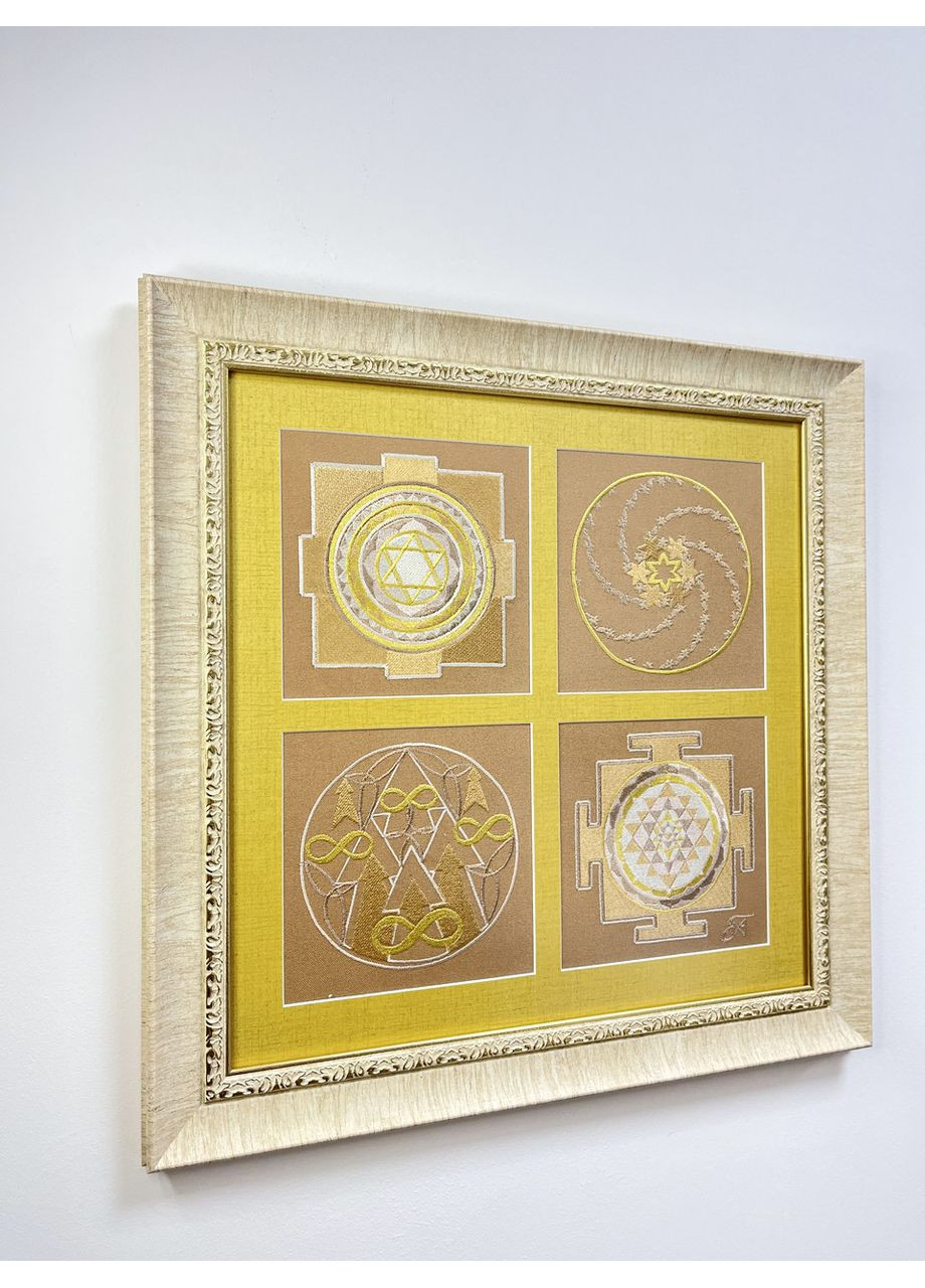 Картина-оберег Финансовый успех - 4 символа 53×53 см коричневый котон (NF0085) Tiferet-NF (371996487)