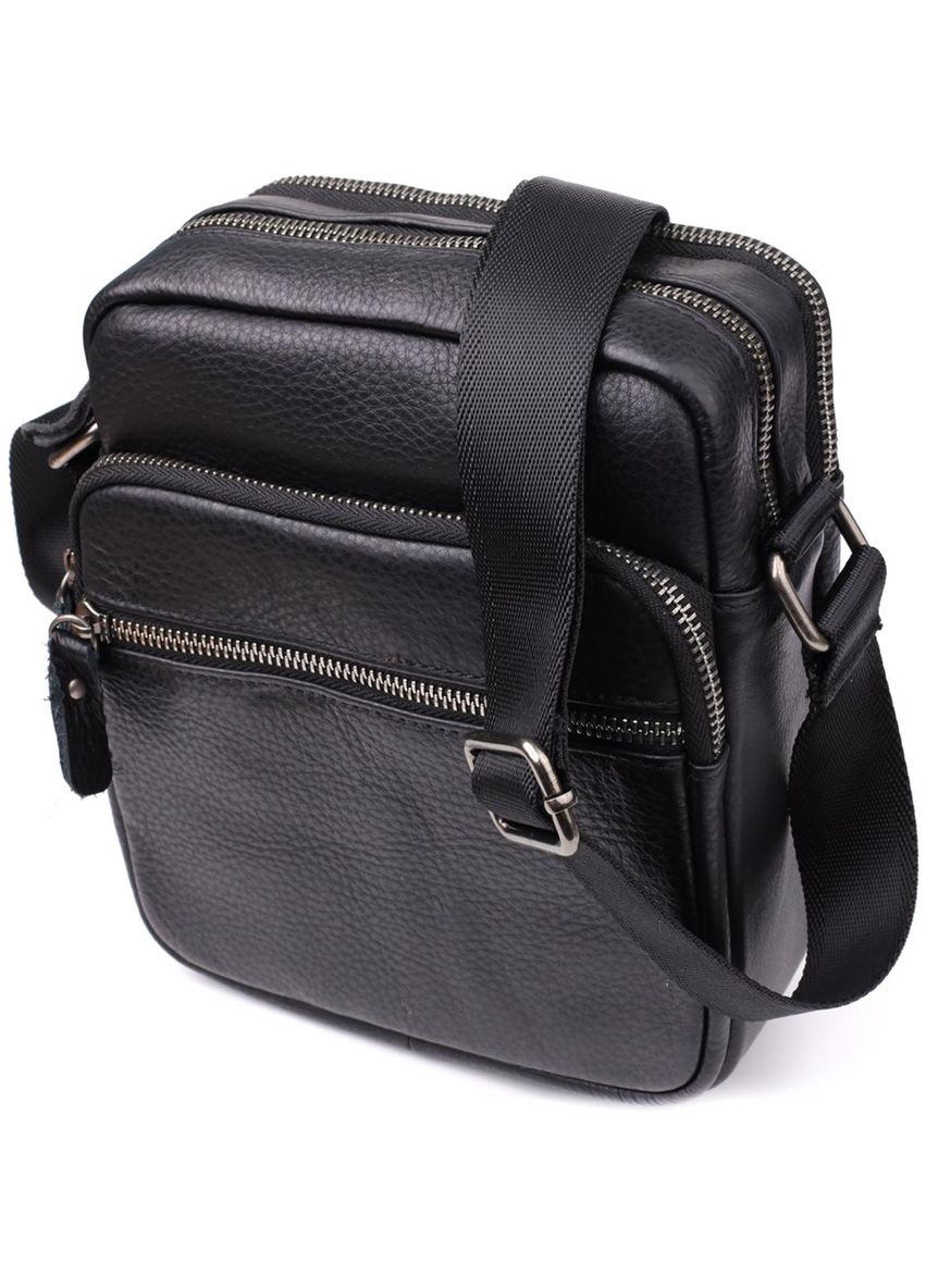 Сумка планшет через плече чоловіча з натуральної шкіри для телефону та для документів середня Чорний 38310 Vintage (355245187)