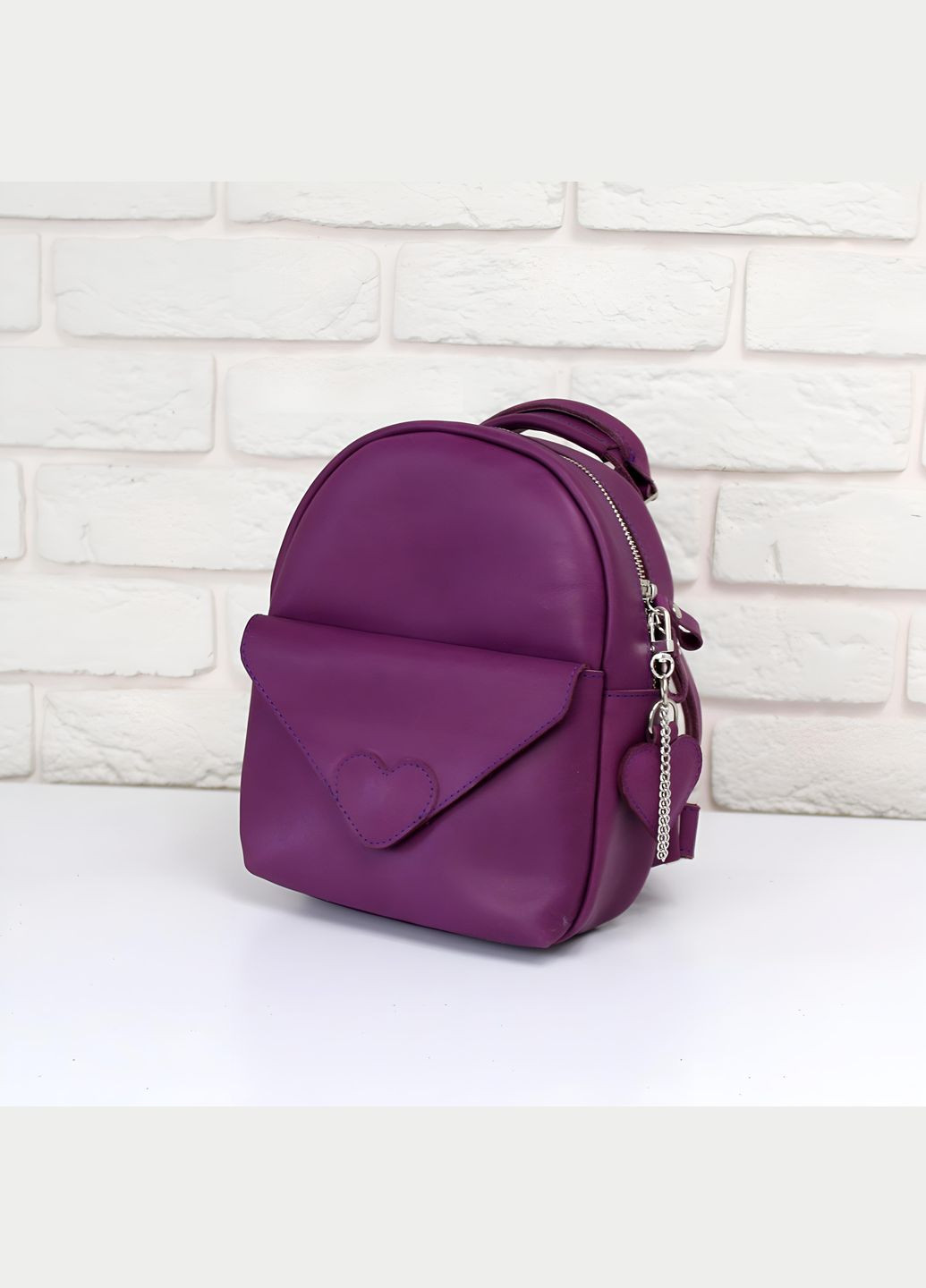 Рюкзак трансформер шкіряний з брелоком. Шкіра Краст. Бузковий. STOK (297863326)