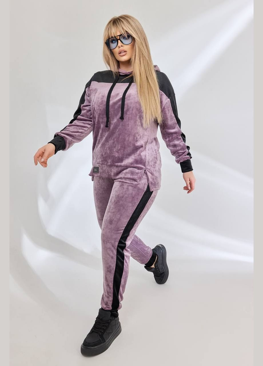 Женский велюровый костюм цвет лиловый р.50/52 451608 New Trend (282926410)