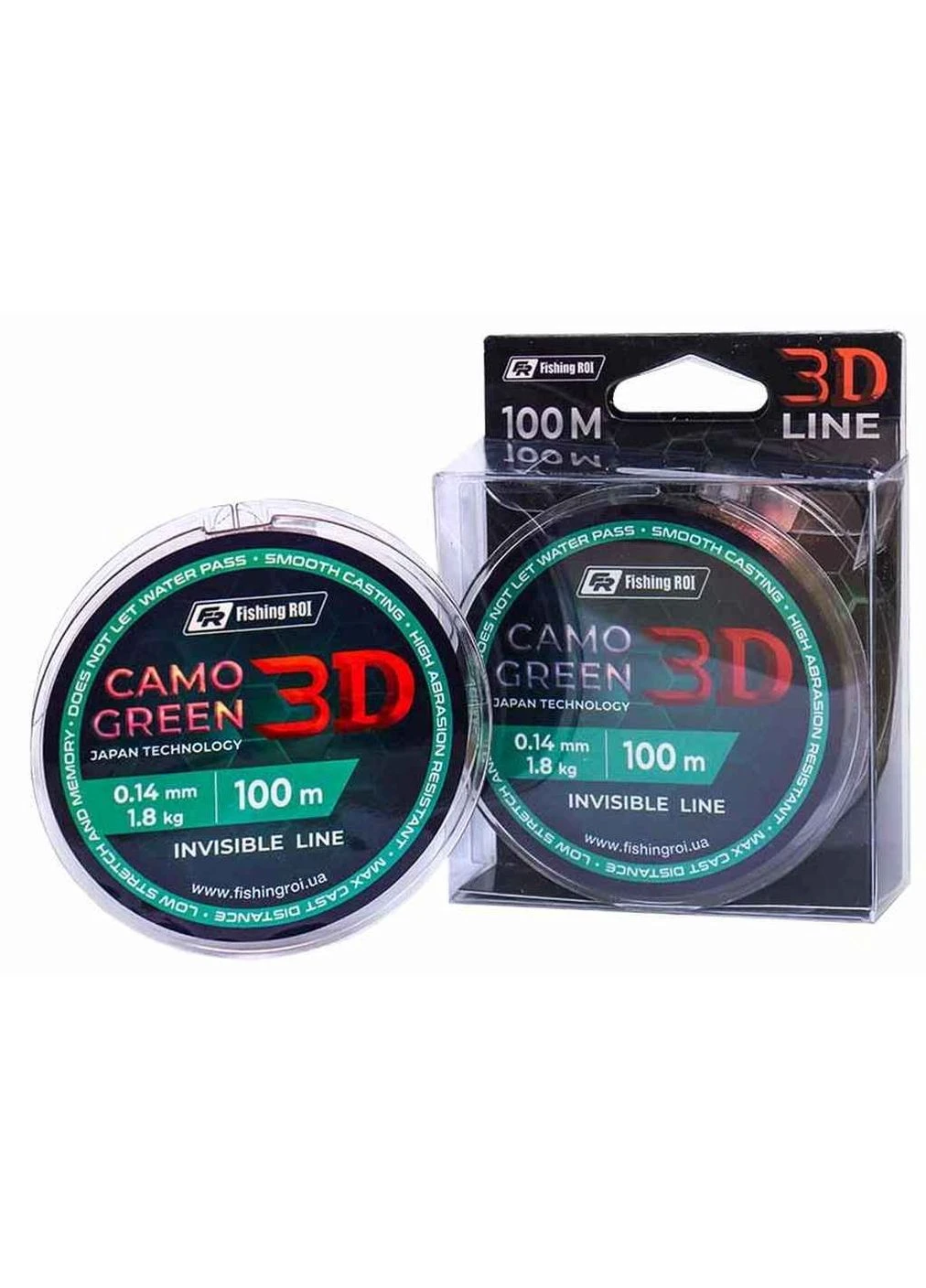 Леска 3D Camo Green 0,35мм 14,8кг 100м 721-010-035 ТМ FISHING ROI No Brand (387325185)