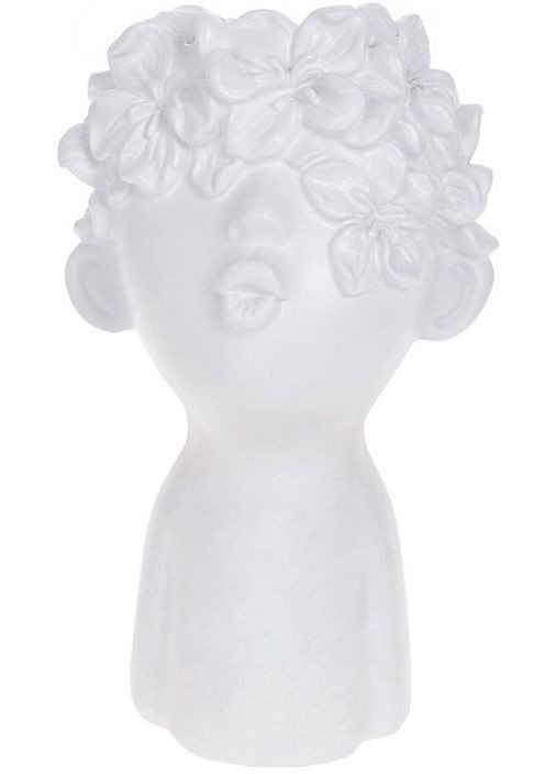 Декоративное кашпо "Мальчик в Цветах" 13х11х19см, полистоун, белый Bona (372170824)