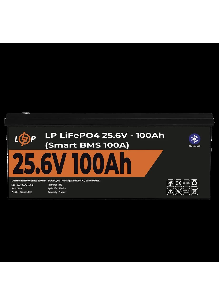 Аккумулятор LP LiFePO4 24V (25,6V) - 100 Ah (2560Wh) (Smart BMS 100А) с BT пластик LogicPower (361341583)