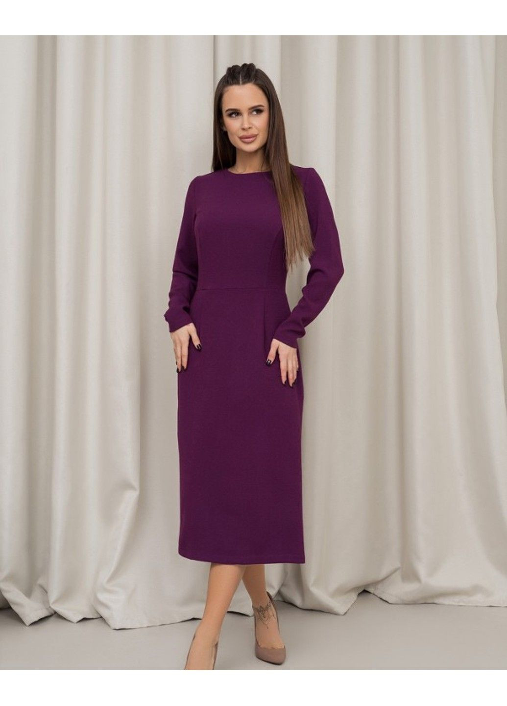 Фіолетова повсякденний сукня 13842 l фіолетовий ISSA PLUS