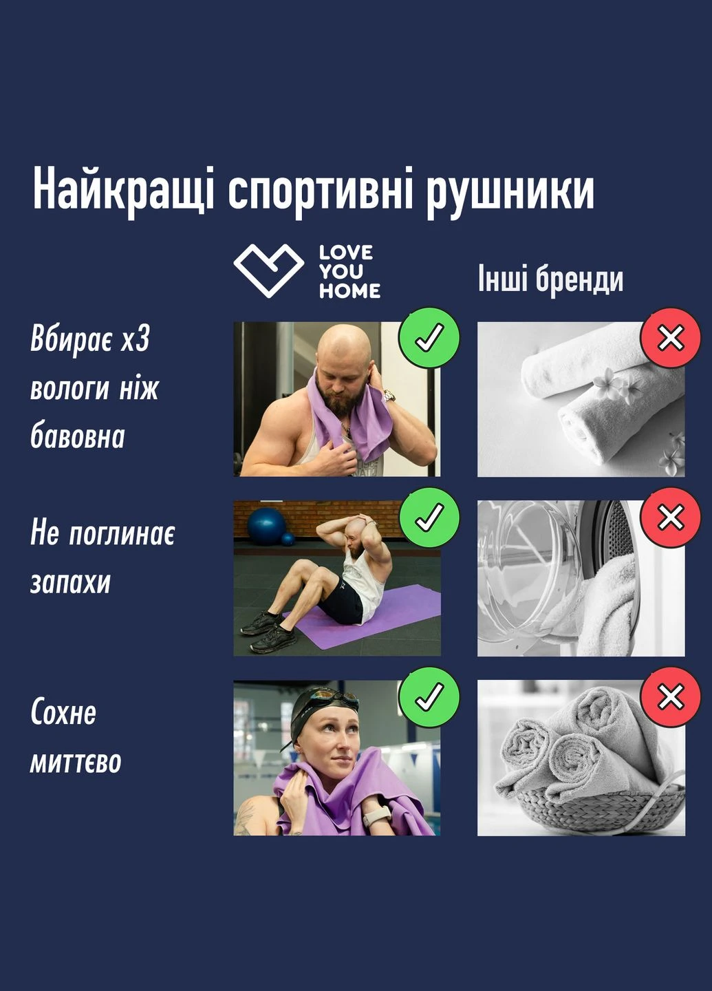 Спортивное полотенце из микрофибры Светло-сиреневый (A-025087) Love You комбинированный