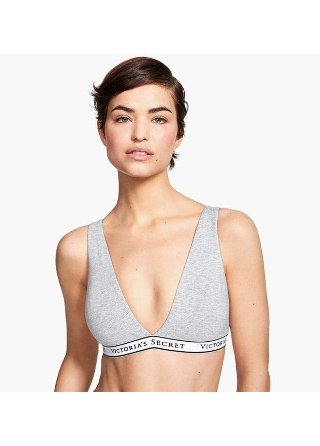 Серый бралет cotton wireless lounge bra серый Victoria's Secret