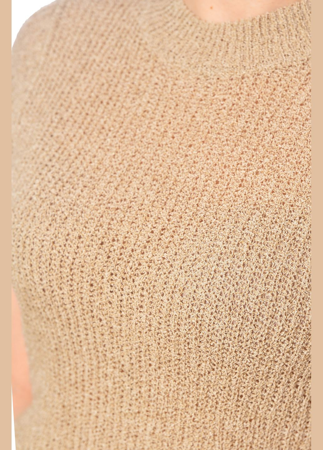 Футболка женская трикотажная бежевого цвета Let's Shop - (322362299)