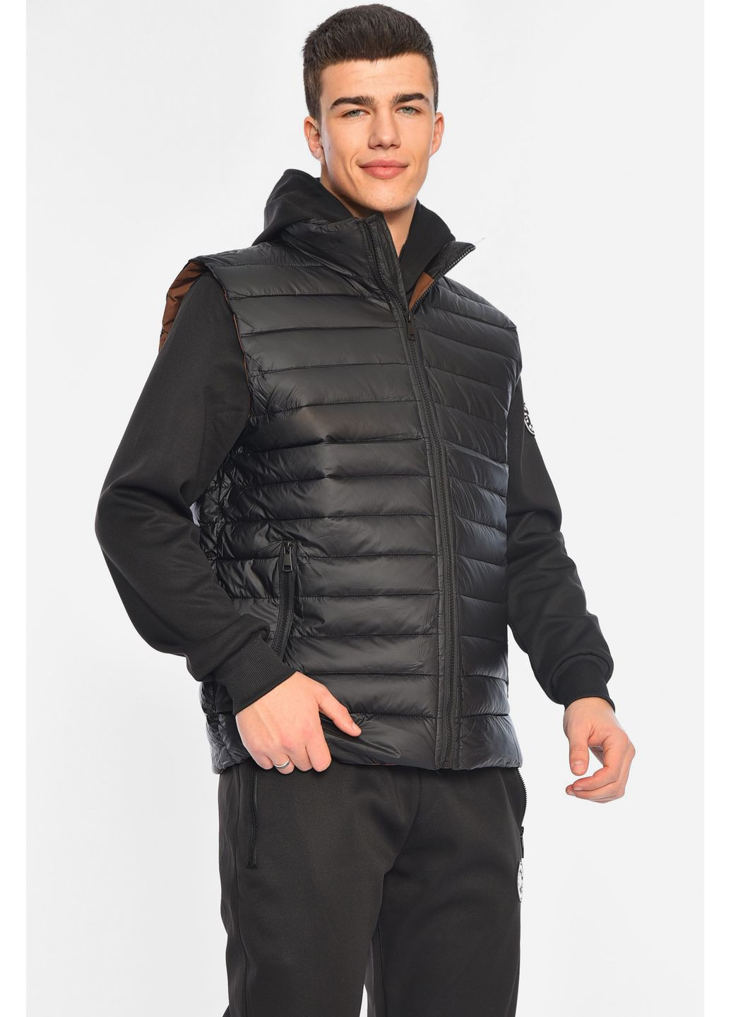 Жилетка мужская демисезонная черного цвета Let's Shop (361946676)