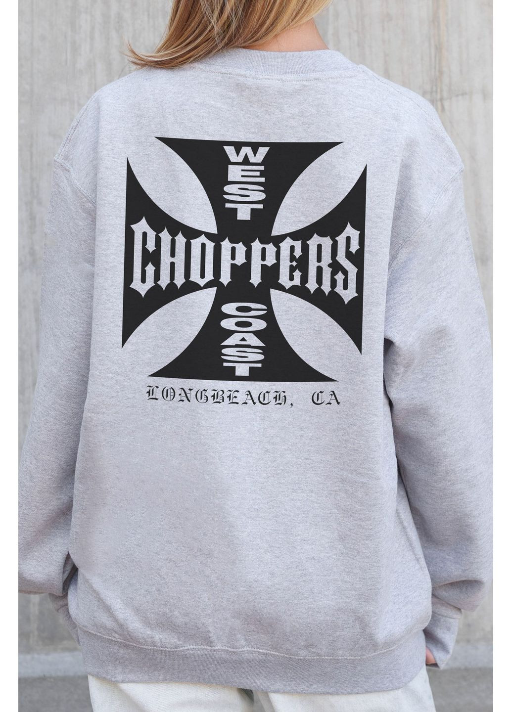 Сірий жіночий утеплений оверсайз світшот на флісі з принтом choppers Without однотонний без декору (366740682)