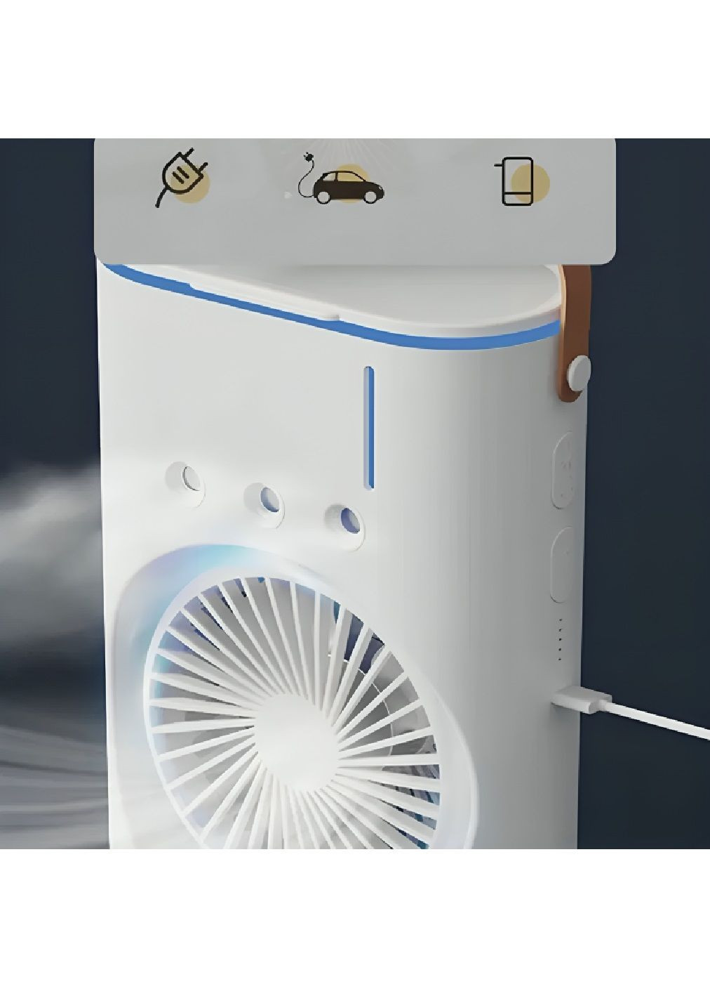 Настільний подвійний вентилятор з пультом зволожувачем повітря підсвічуванням 4000 mAh 37.5х14.5х9 см (480168-Prob) Білий Unbranded (330223847)