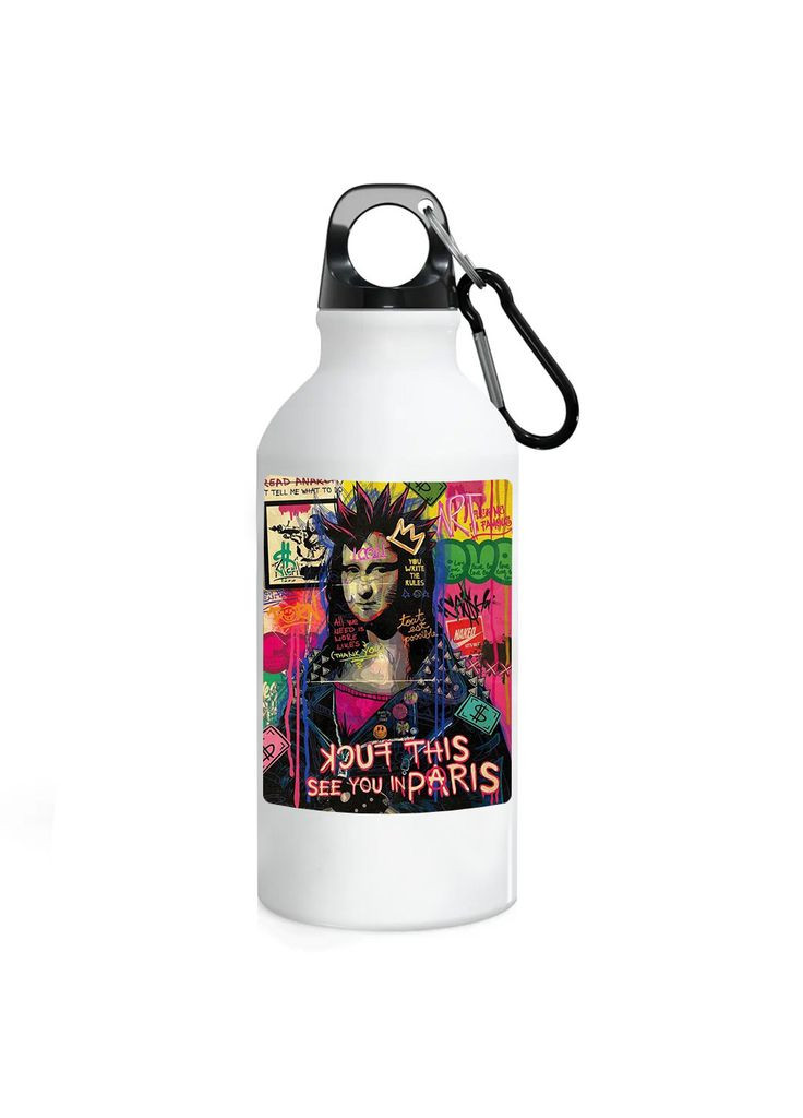 Фляга (бутылка) для воды с карабином 500 мл Металлическая (Туристическая, Для кемпинга, Для спорта) #17 500 мл Белый No Brand (323639609)