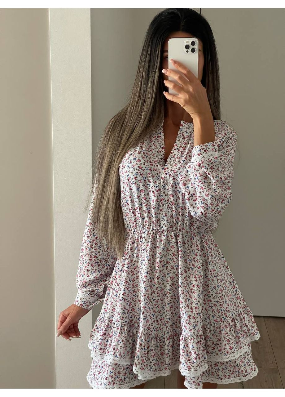 Молочна повсякденний сукня жіноча Гермес з квітковим принтом