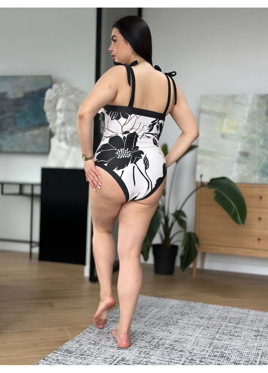 Білий розкішний суцільний купальник для дівчат plus size🥰 Luna