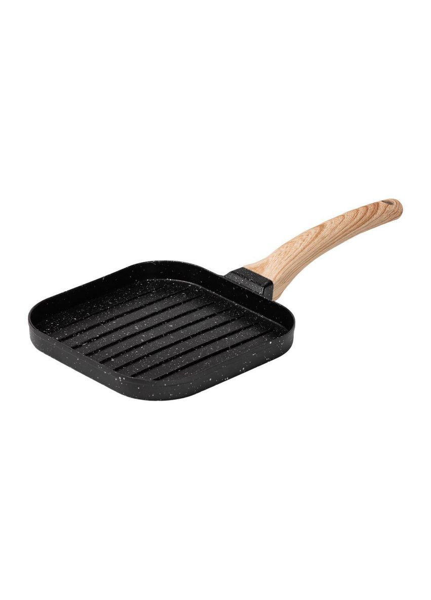 Сковорода гриль квадратная 18×18 см рифленая с гранитным покрытием черная HP39568B No Brand (369478318)