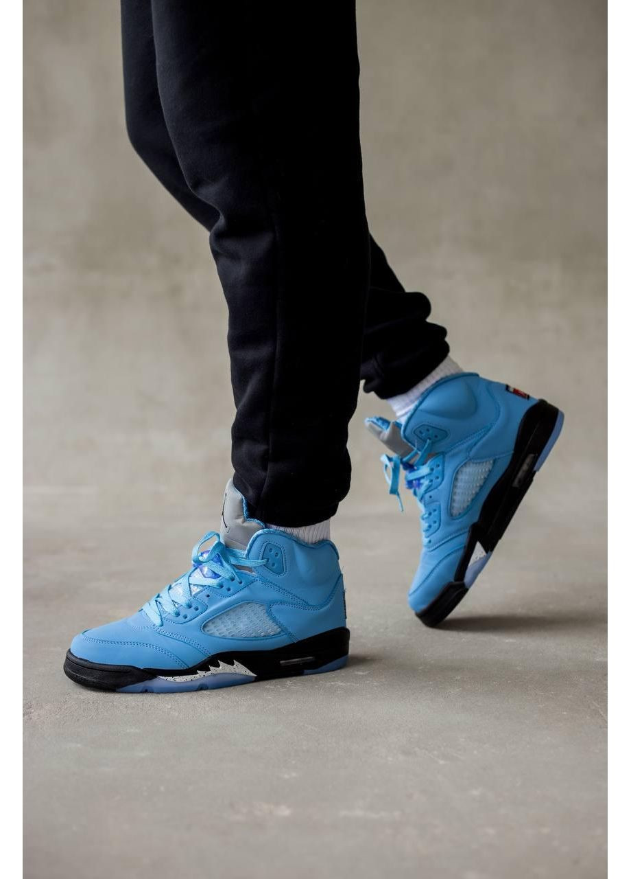 КРОССОВКИ ЖЕНСКИЕ NIKE AIR JORDAN RETRO 5 UNC НАЙК АИР ДЖОРДАН No Brand чёрные демисезоны (369389651)