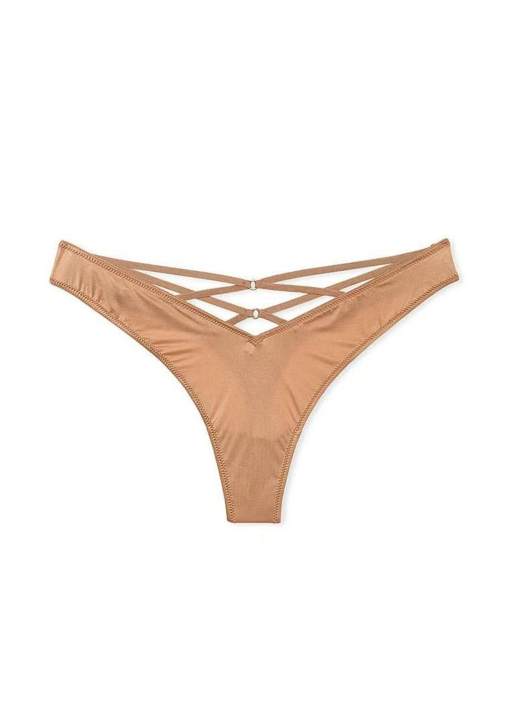 Трусики-стрінги жіночі люксові Strappy Back High-Leg Thong Panty бежеві Victoria's Secret (316551438)