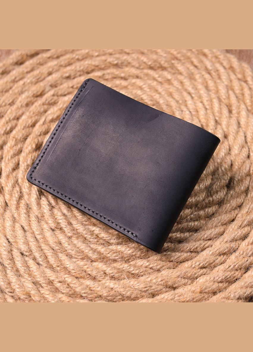 Добротне шкіряне портмоне з вінтажної шкіри в дві додавання Слава ЗСУ чорний 16734 Grande Pelle (329195837)