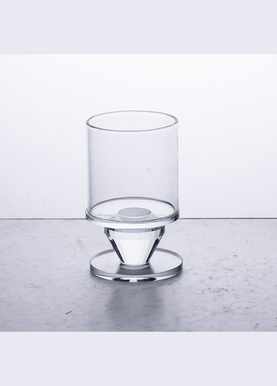 Підсвічник скляний 6×9.3 см на одну свічку підсвічник келих на ніжці декоративний прозорий HP-4-27S Yiwu (329375957)