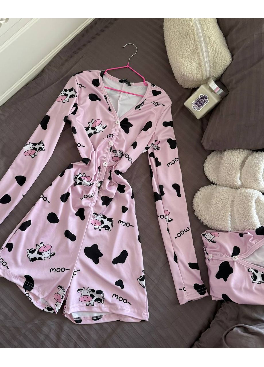 Розовая всесезон домашний комбинезон из микродайвинга “mood: moo & chill” — замеры в описании комбинезон DK/DL Мода без кордонів