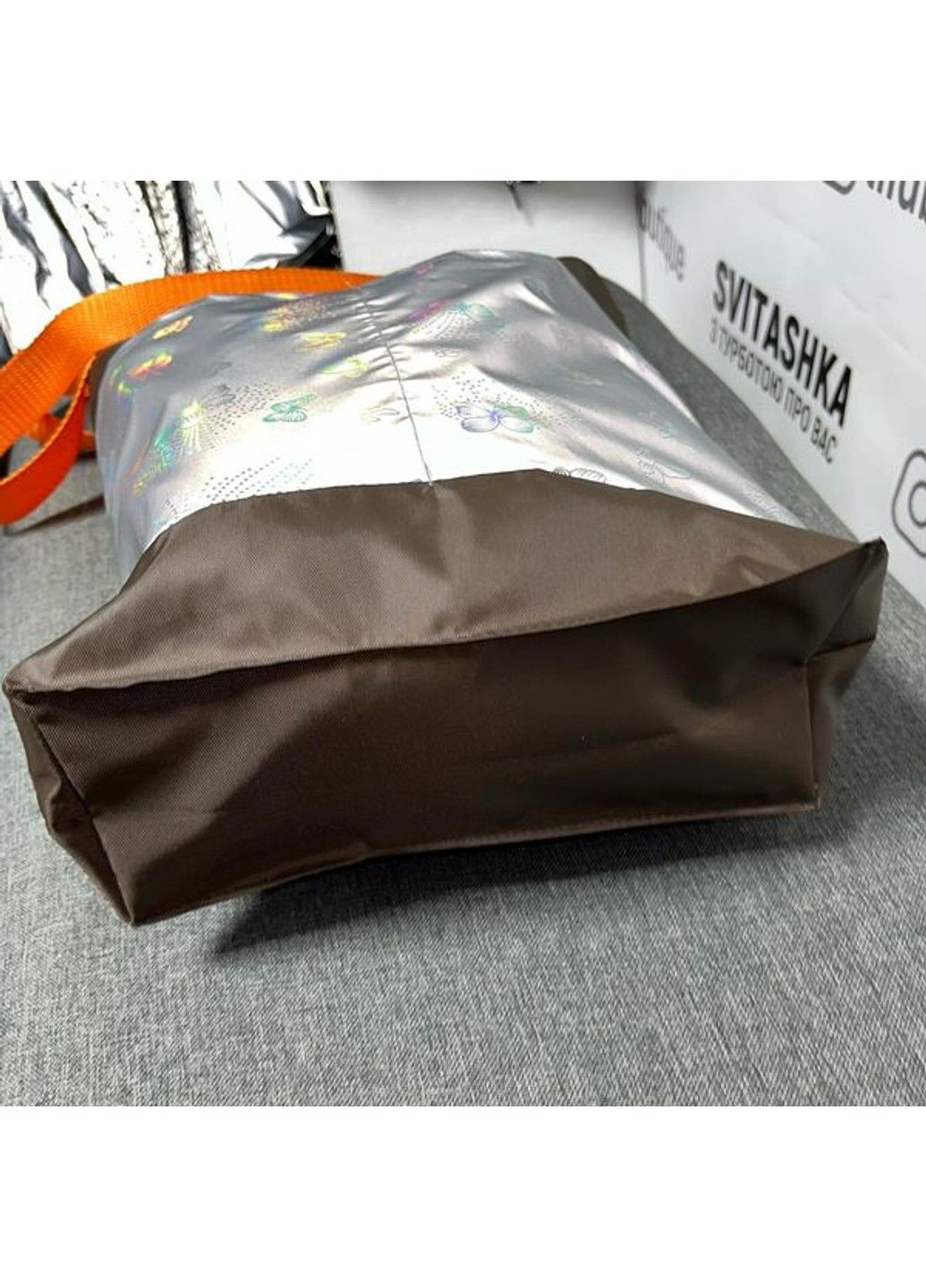 Коричнева Сумка шоппер із світловідбиваючими кишенями. Svitashka Oxford No Brand (306743987)