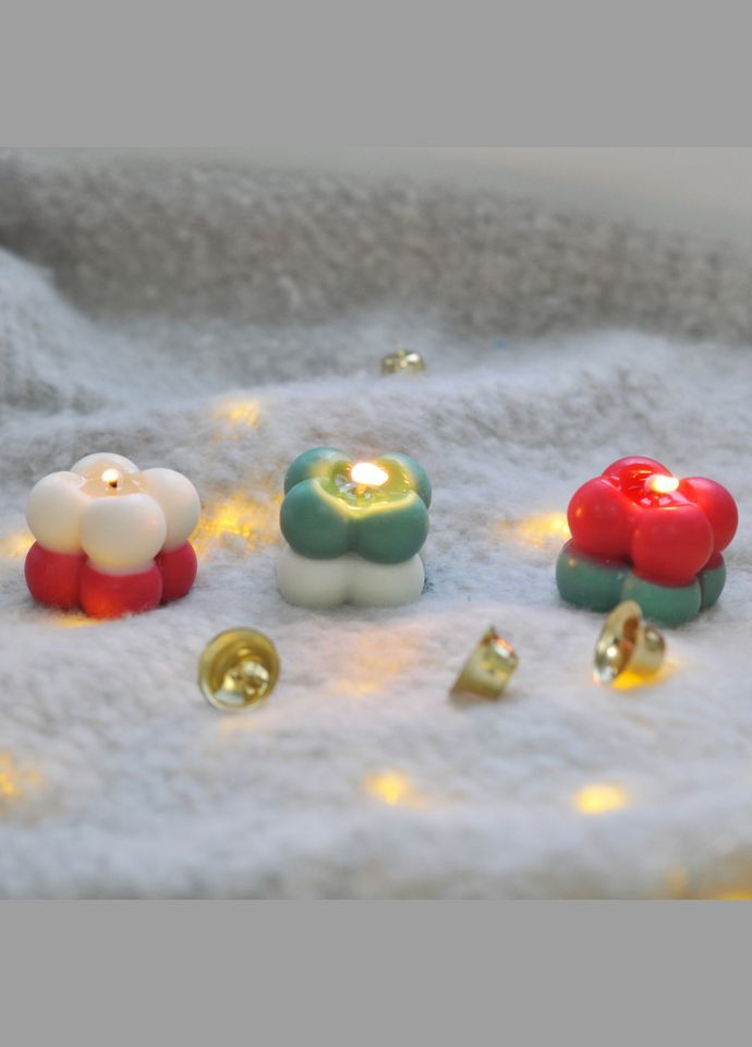 Новорічний набір свічок із соєвого воску «Bubble» SP2401 ручна робота 3 шт Spokiy (315135476)
