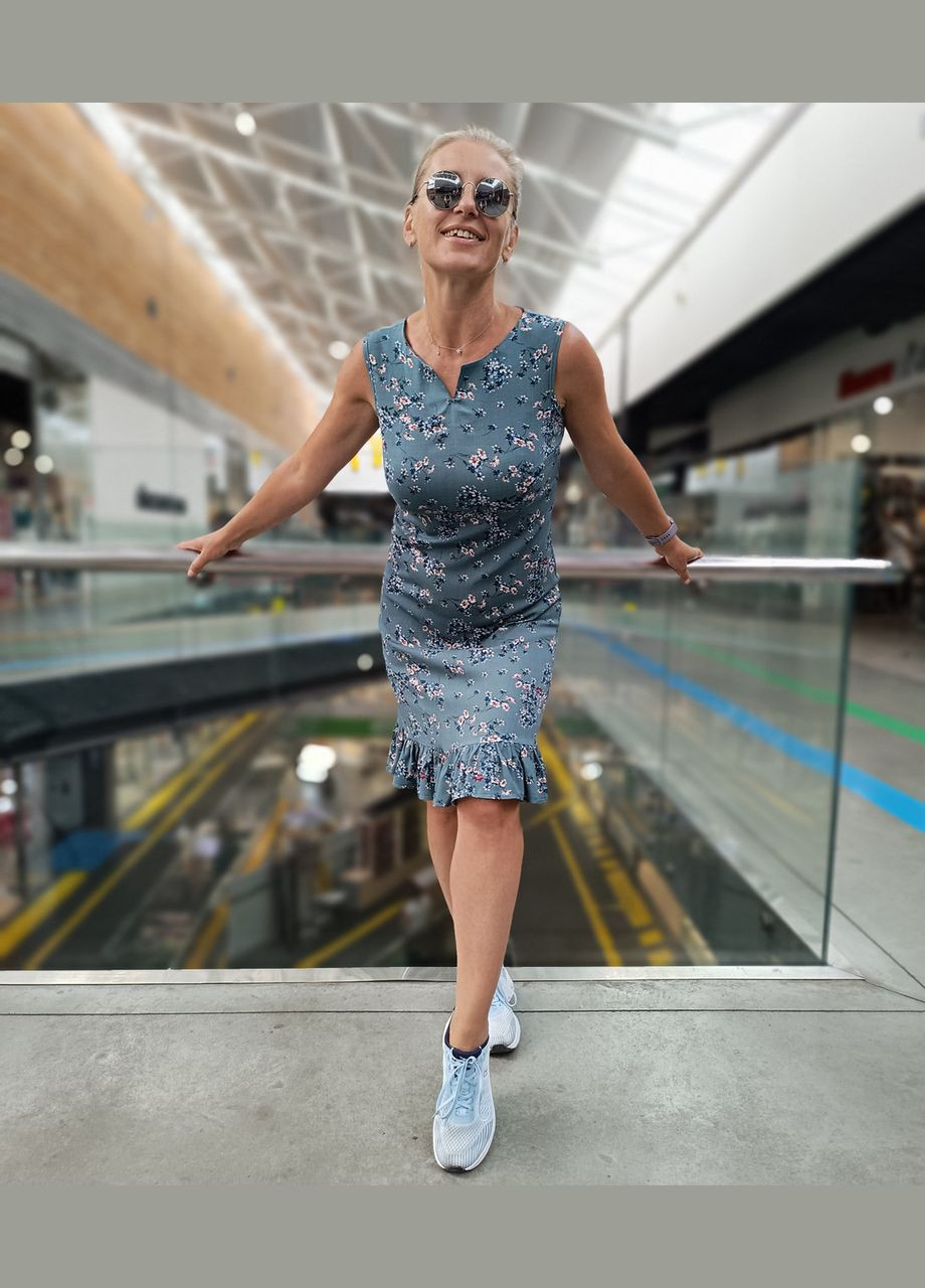 Зелена кежуал сукня-сарафан стретч-льон 2 Льва