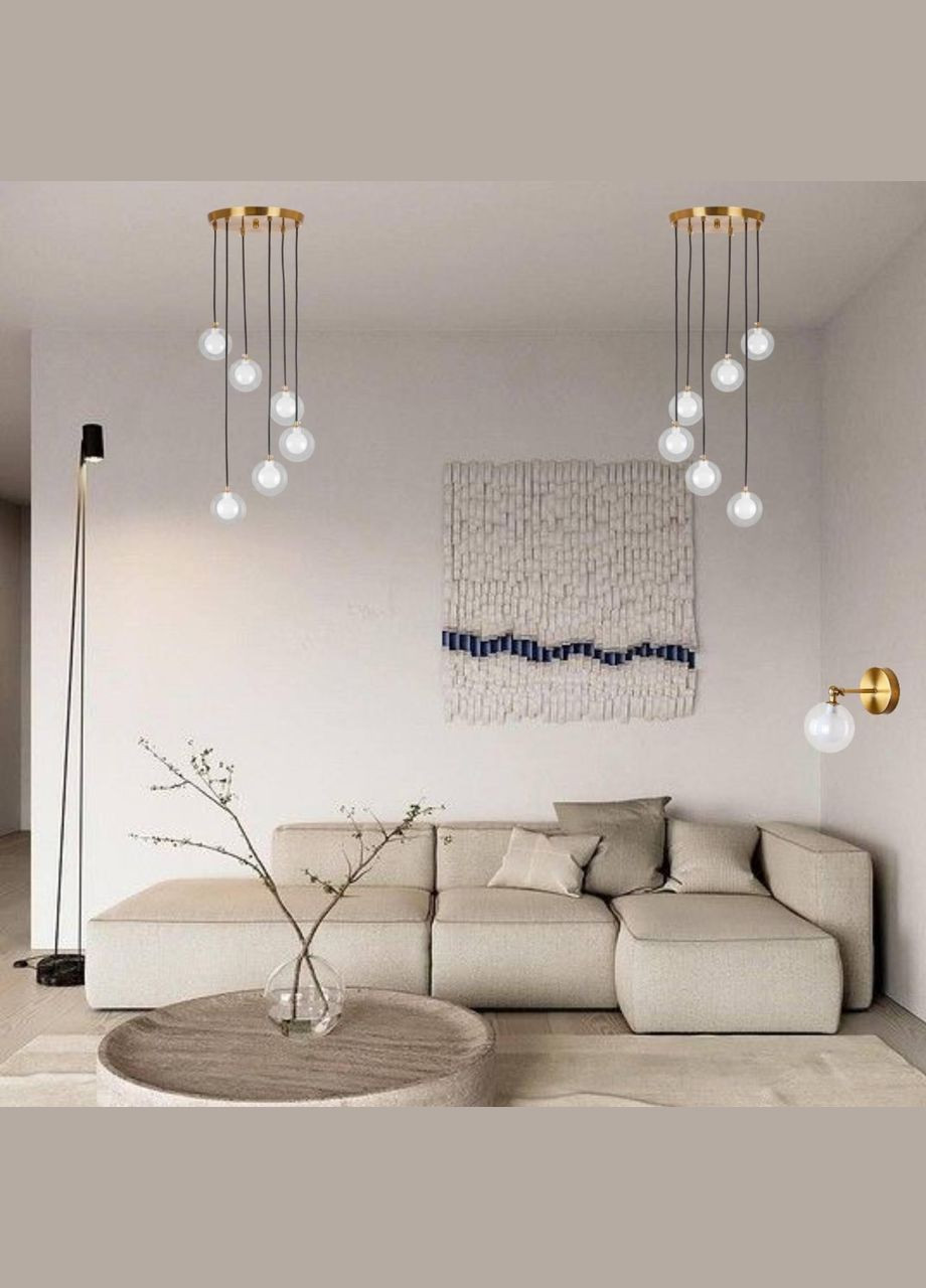 Бронзовая люстра с двойными плафонами на 6 ламп (61-P1006F-6 BRZ+CLWH 300) No Brand (370070101)