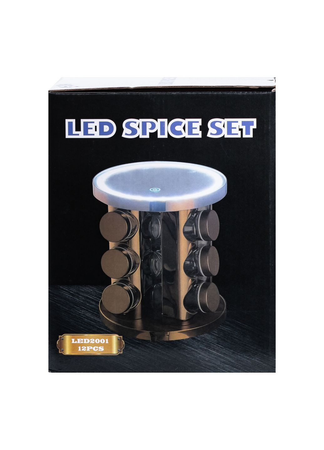 Набор банок для специй 12 банок по 100 мл на подставке с зеркалом и LED-подсветкой TS Kitchen (328603390)