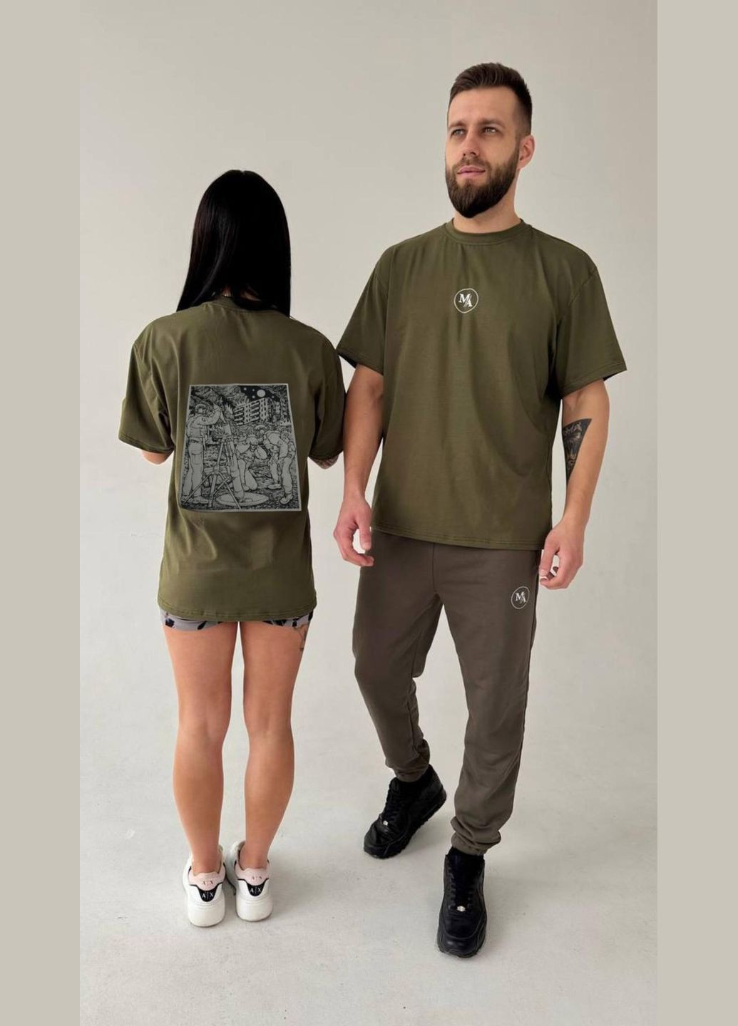 Футболка колір хакі No Brand (329472040)